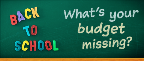 Blackboard that says "Back-to-school, what's your budget missing?