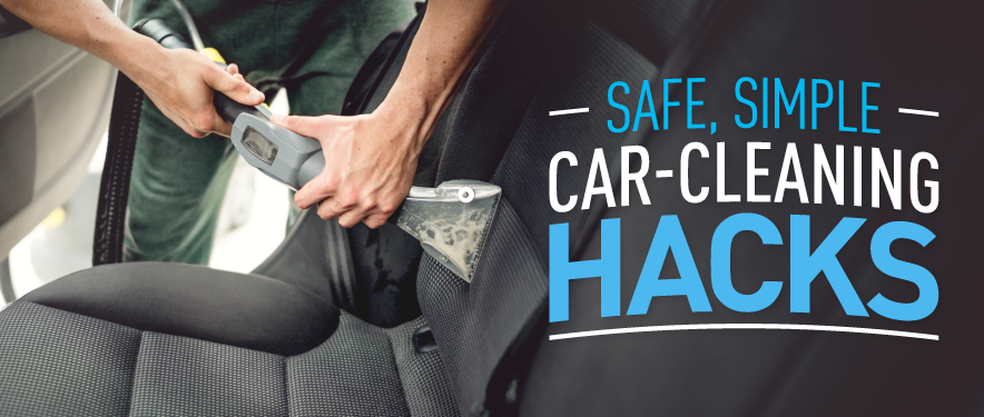 Man washing his cars seat