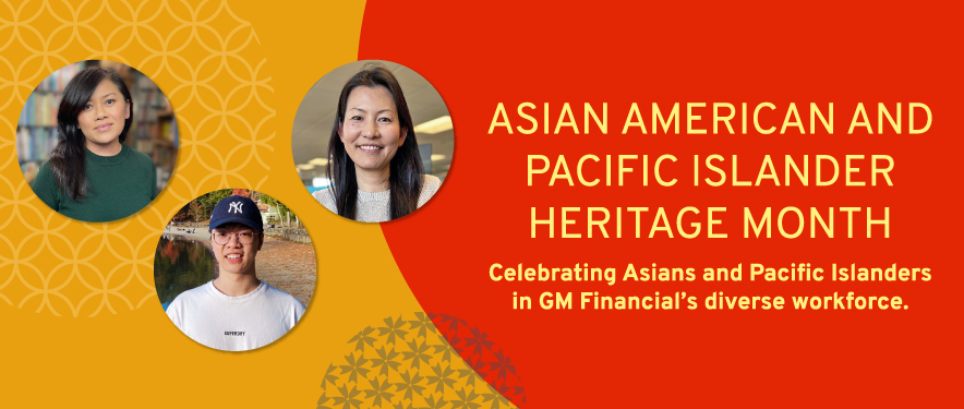 Yellow and orange banner highlighting Aisian American and Pacific Islander heritage month