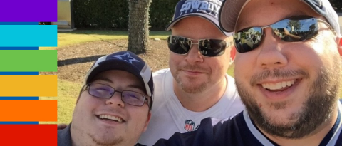 Employee Mike Hoover, his husband and son