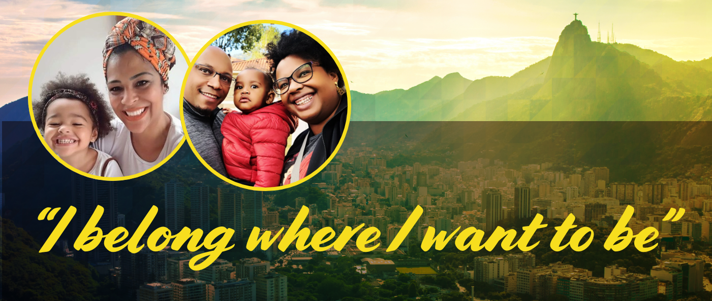 Various photos of Tania and Sabrina hitting different life milestones in Brazil.
