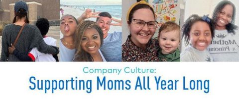 Mothers pose with their children in celebration of Mother's Day.