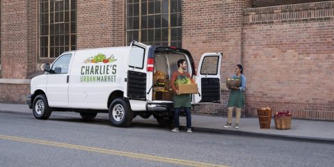 Van delivering produce