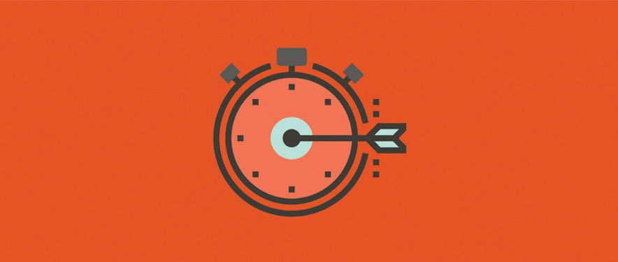 Illustration of a clock with an arrow hitting the center like a bullseye.