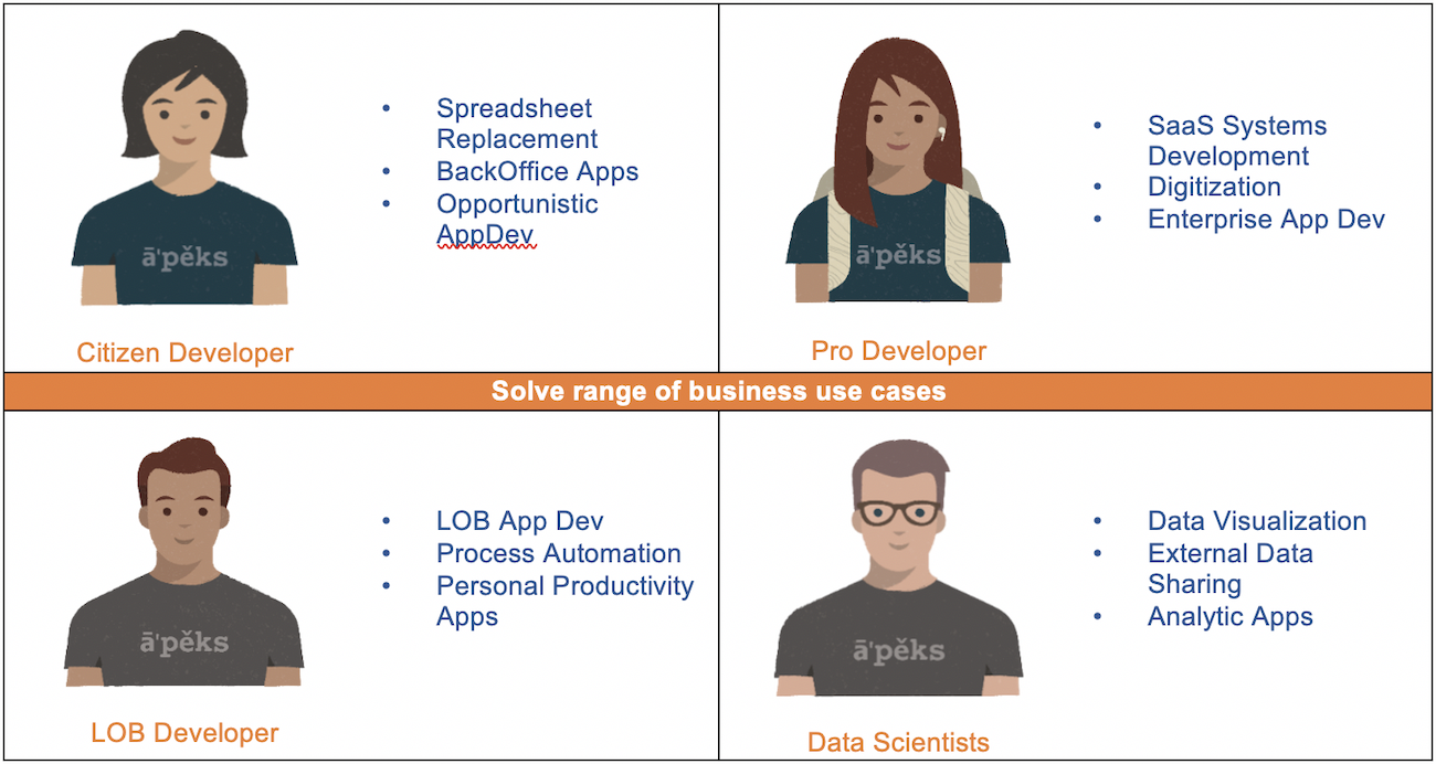 table on who would benefit from a low code platform